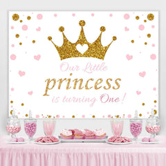 Couronne rose et dorée Joyeux 1er anniversaire pour princesse