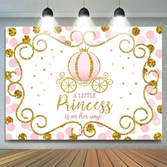 Toile de fond de douche de bébé princesse citrouille rose et doré