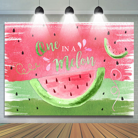 Rose et vert un dans une toile de fond de joyeux anniversaire de melon