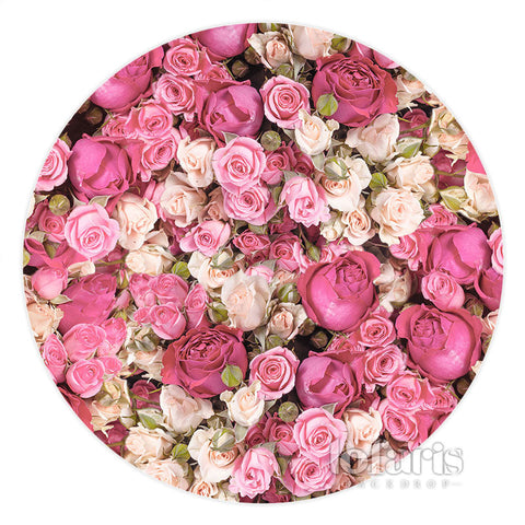 Fond de cercle joyeux anniversaire mur floral rose et rouge