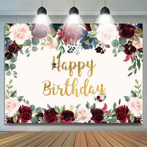 Toile de fond de f¨ote d'anniversaire joyeux roses roses et rouges