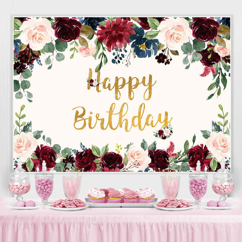 Toile de fond de f¨ote d'anniversaire joyeux roses roses et rouges