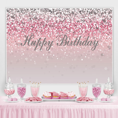 Toile de fond joyeux anniversaire Bokeh rose et argent pour fille