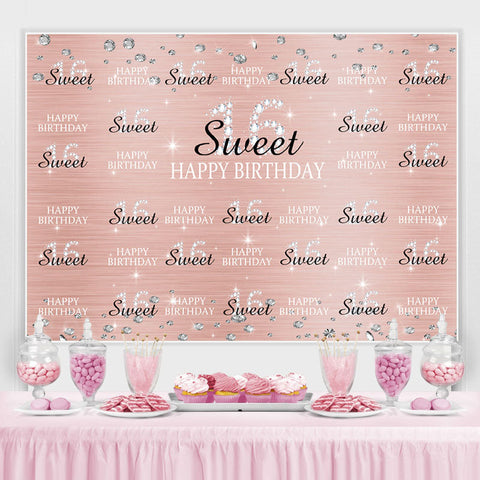 Rose et argent diamants Sweet 16 anniversaire Backdorp