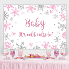 Toile de fond de douche de bébé paillettes rose et argent flocon de neige