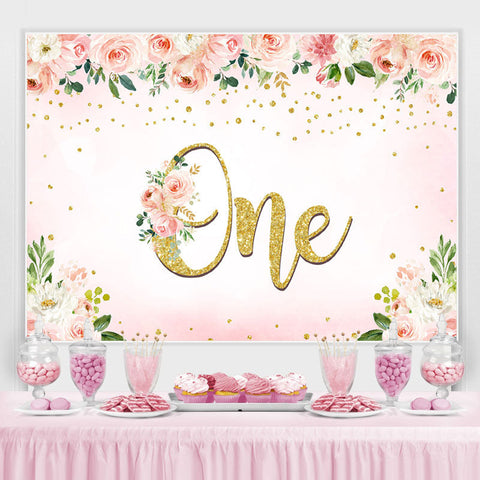 Roses roses et blanches joyeux 1er anniversaire toile de fond fille