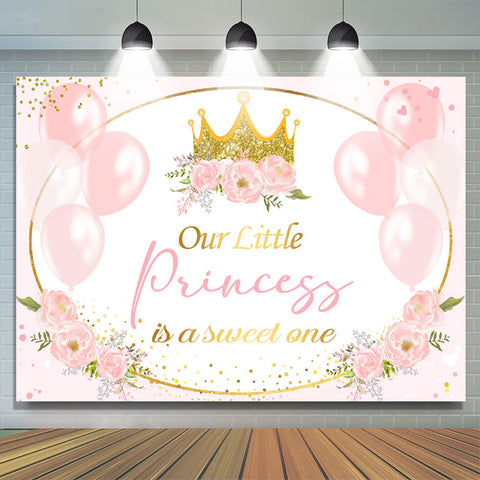 Ballon Rose Floral Princesse 1er Anniversaire Toile de Fond