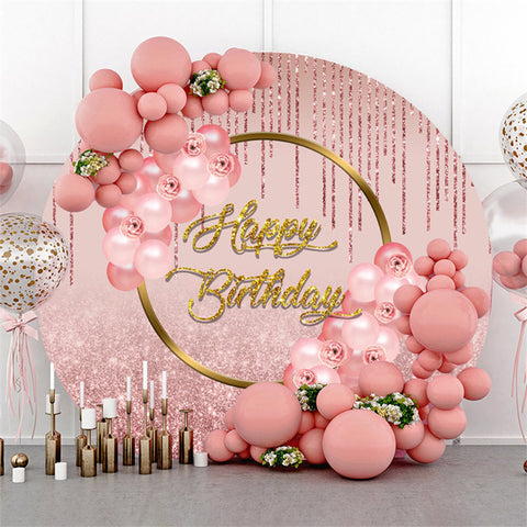 Ballons Roses Bokeh Glitter Joyeux Anniversaire Toile de Fond