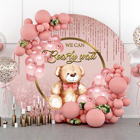 Ballons roses Glitter Bearly Wait Baby Shower Toile de fond