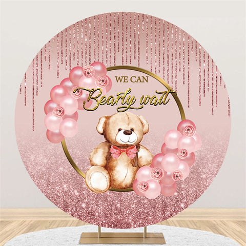 Ballons roses Glitter Bearly Wait Baby Shower Toile de fond