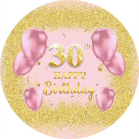 Ballons roses ronds paillettes d'or toile de fond 30e anniversaire