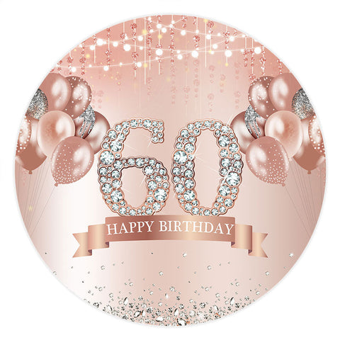 Ballons Roses Diamants Argentés Rond Toile De Fond 60e Anniversaire