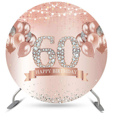 Ballons Roses Diamants Argentés Rond Toile De Fond 60e Anniversaire