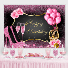 Bokeh rose et ballons fille joyeux anniversaire toile de fond