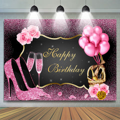 Bokeh rose et ballons fille joyeux anniversaire toile de fond