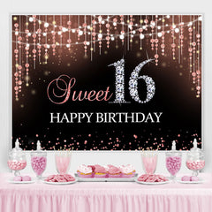 Toile de fond rose Bokeh et diamant scintillant 16e anniversaire