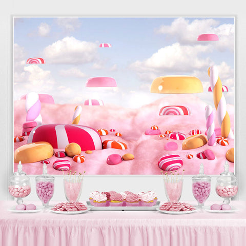 Toile de fond joyeux anniversaire nuage blanc bonbon rose pour fille