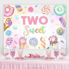 Dessert rose et bonbons 2e toile de fond d'anniversaire pour fille