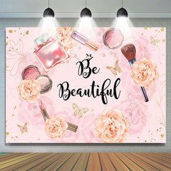 Floral rose et cosmétique être belle toile de fond d'anniversaire