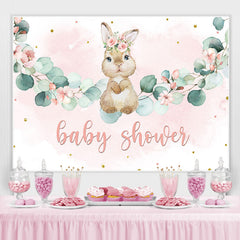 Toile de fond de douche de bébé rose floral et mignon lapin filles