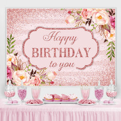 Rose Floral et Glitter Joyeux Anniversaire Toile de Fond