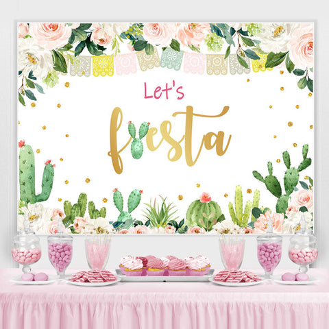 Toile de fond d'anniversaire de filles de cactus floral rose et vert