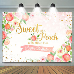 Toile de fond rose floral et pêche joyeux anniversaire pour les enfants