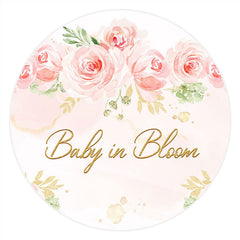 Toile de fond ronde de baby shower floral rose en fleur