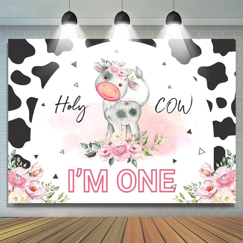 Rose Floral Noir Blanc Holy Cow 1er Toile de Fond Anniversaire