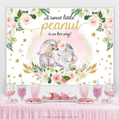 Toile de fond de douche de bébé éléphant floral rose sur son chemin