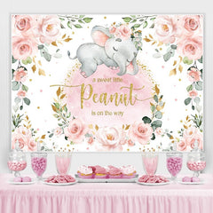 Toile de fond de douche de bébé thème éléphant rose à paillettes florales