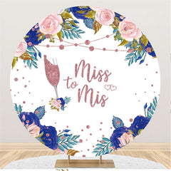 Toile de fond de mariage ronde Miss To Mis à paillettes florales roses
