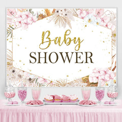 Toile de fond rose Floral Gold Glitter Baby Shower pour fille