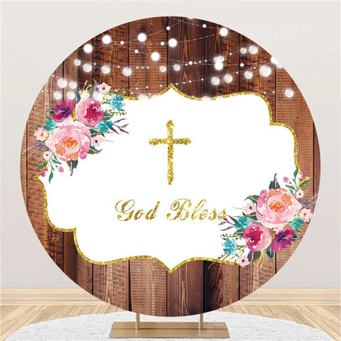 Toile de fond en bois rose Floral Gold Glitter Baby Shower