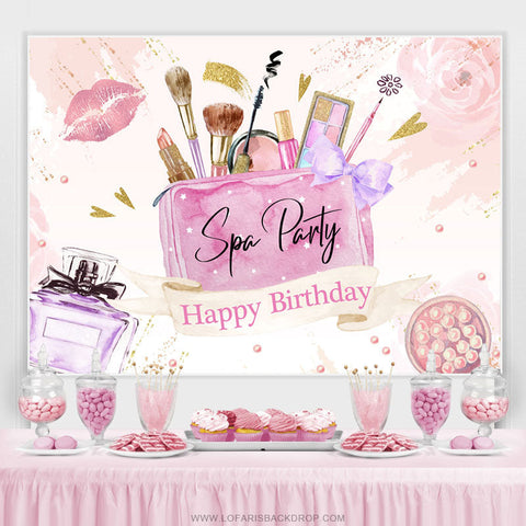 Fond de joyeux anniversaire de fête de spa de paillettes d'or floral rose