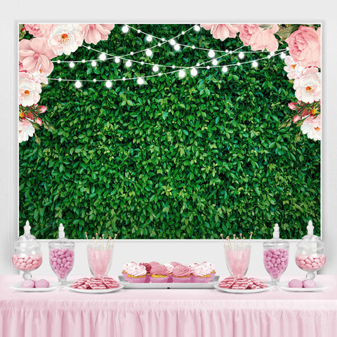 Toile de fond de f¨ote de paillettes de feuilles vertes florales roses pour photo