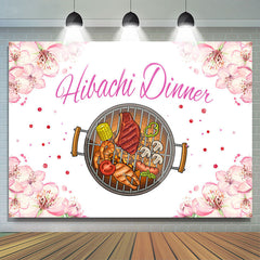 Toile de fond d'anniversaire sur le thème du dîner Floral Hibachi rose