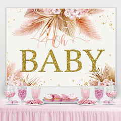 Toile de fond rose Floral Oh Baby Gold Glitter Baby Shower Party
