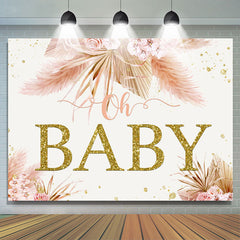 Toile de fond rose Floral Oh Baby Gold Glitter Baby Shower Party