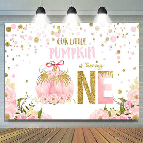 La citrouille florale rose tourne une Toile de Fond d'anniversaire