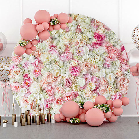 Couverture de toile de fond de fête de mariage ronde florale rose