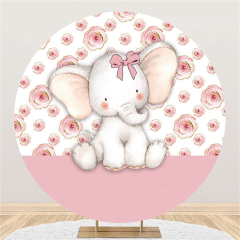 Fleur rose et toile de fond de cercle d'éléphant pour les filles