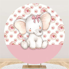 Fleur rose et toile de fond de cercle d'éléphant pour les filles
