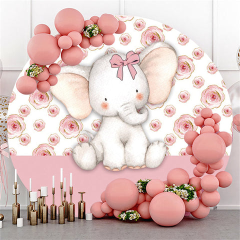 Fleur rose et toile de fond de cercle d'éléphant pour les filles