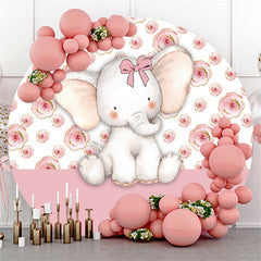 Fleur rose et toile de fond de cercle d'éléphant pour les filles