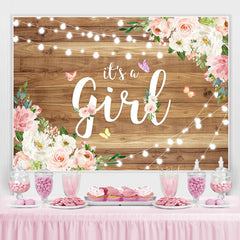 Toile de fond de douche de bébé fleur rose et papillon volant