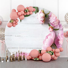 Fleurs Roses En Bois Joyeux Anniversaire Printemps Toile De Fond