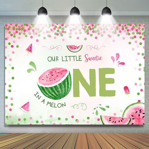 Pink Girls 1st Watermelon Party Photoshoot Backdrop