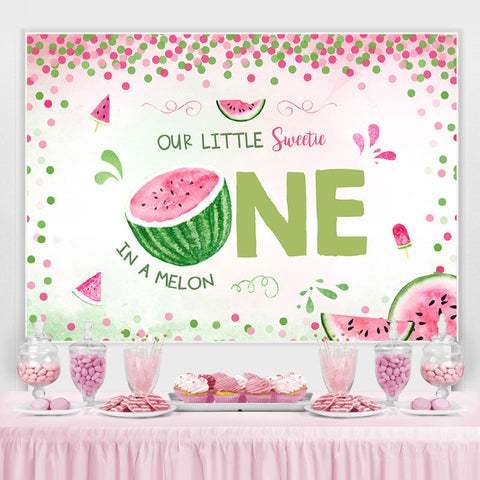 Pink Girls 1st Watermelon Party Photoshoot Backdrop