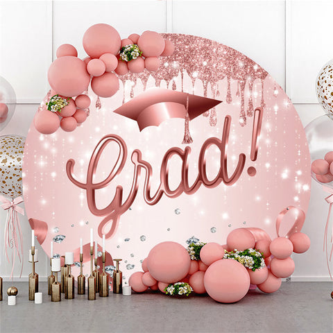 Paillettes Roses Et Diamants Rond Toile De Fond Happy Grad